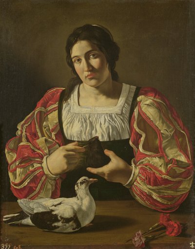 A Woman with Doves by Cecco de Caravaggio